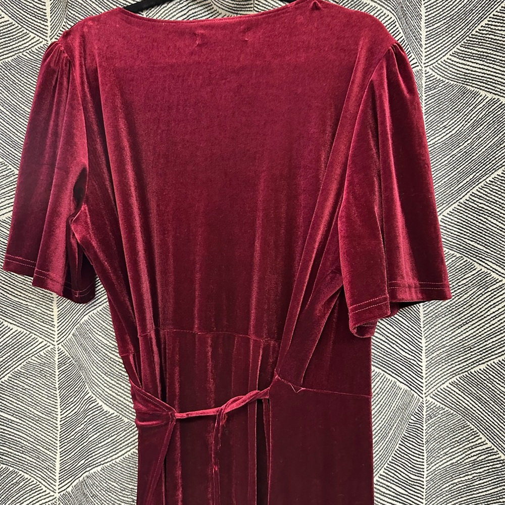 MEROKEETY Women's V Neck Wrap Velvet Maxi Wedding Guest Dress Bell Sleeve <268> - Picture 7 of 7